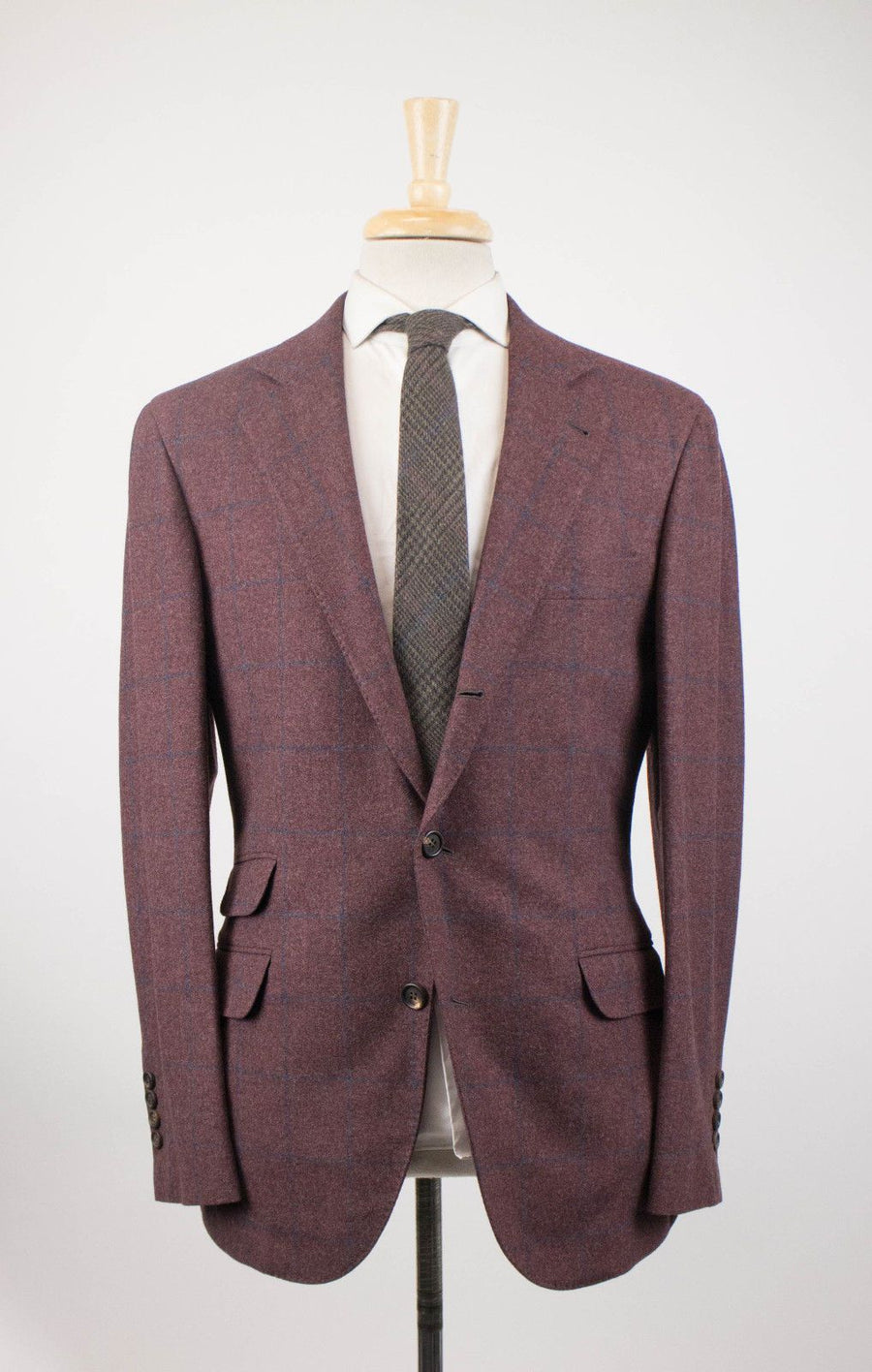 Cashmere Blend Windowpane 3/2 Button Sport Coat - Purple