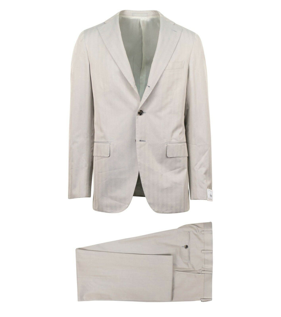 Drop 8 Cotton 3 Roll 2 Button Slim Fit Suit - Tan