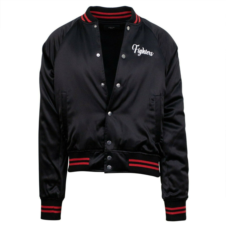 Fighters Embroidered Baseball Varsity Jacket - Black / Red