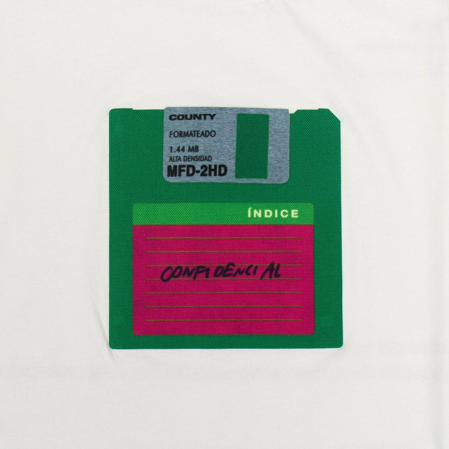 Cotton Multicolored Floppy Disk T-Shirt - White