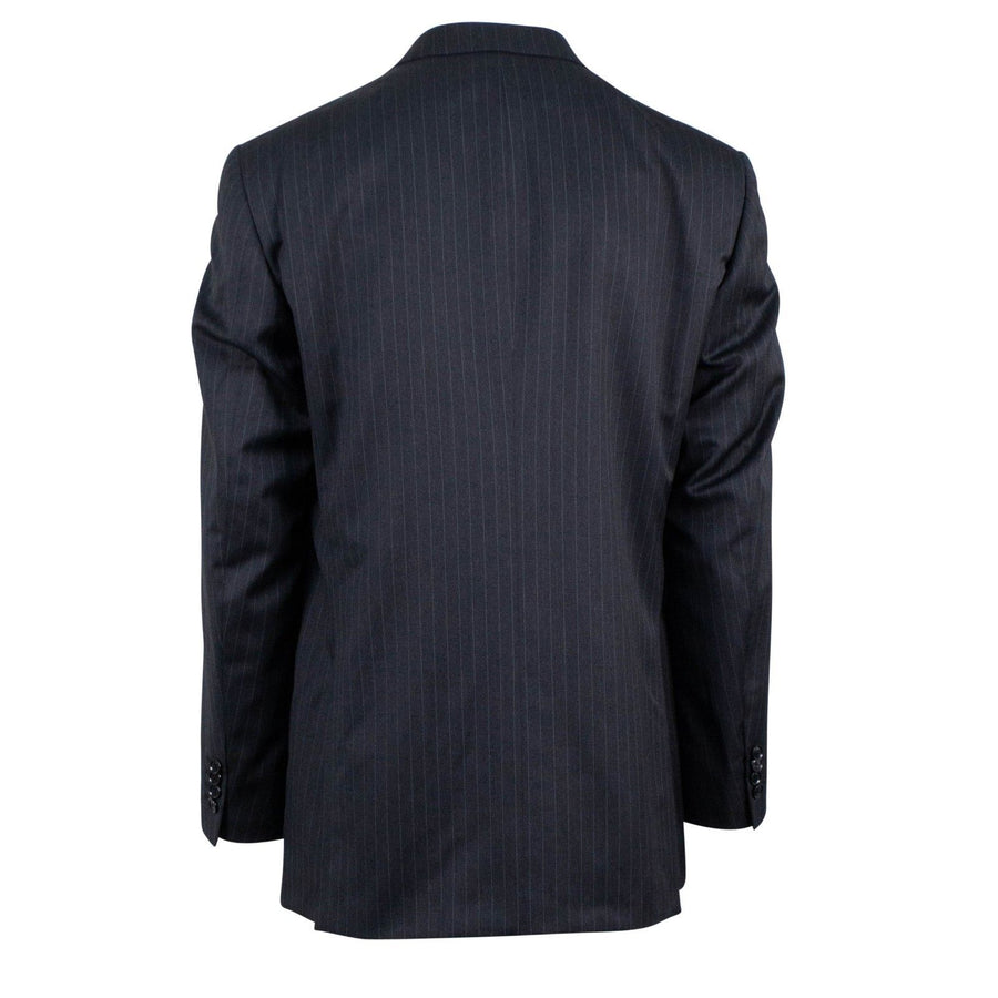 Striped Wool Three Button Suit - Grey