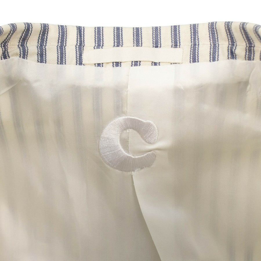 Drop 8 Striped Cotton 3 Roll 2 Button Sport Coat - Beige