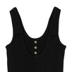 Sleeveless Knit Gold Button Bodysuit - Black