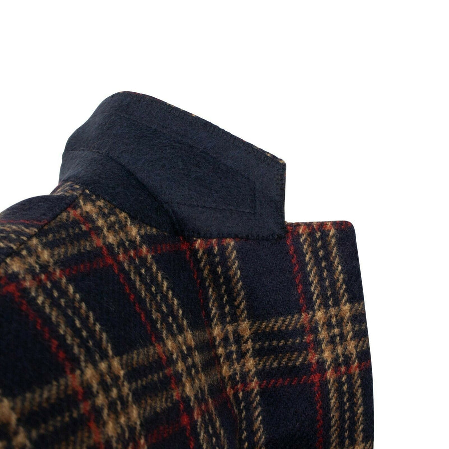 Drop 7 Plaid 3 Roll 2 Button Wool Sport Coat - Navy Blue