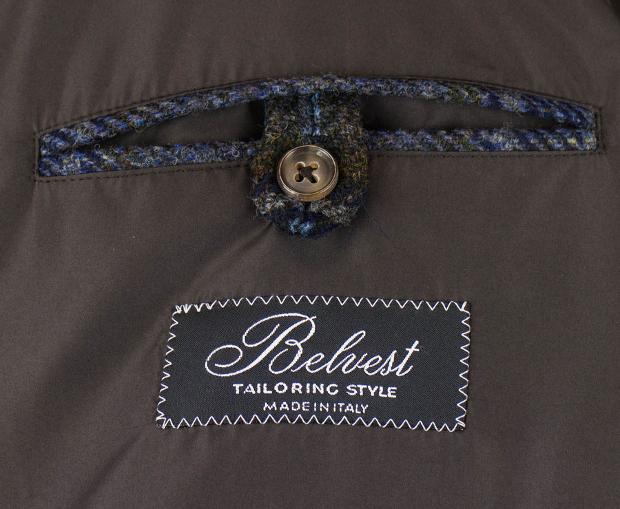 Wool and Suede Trimmings Jacket - Blue / Brown