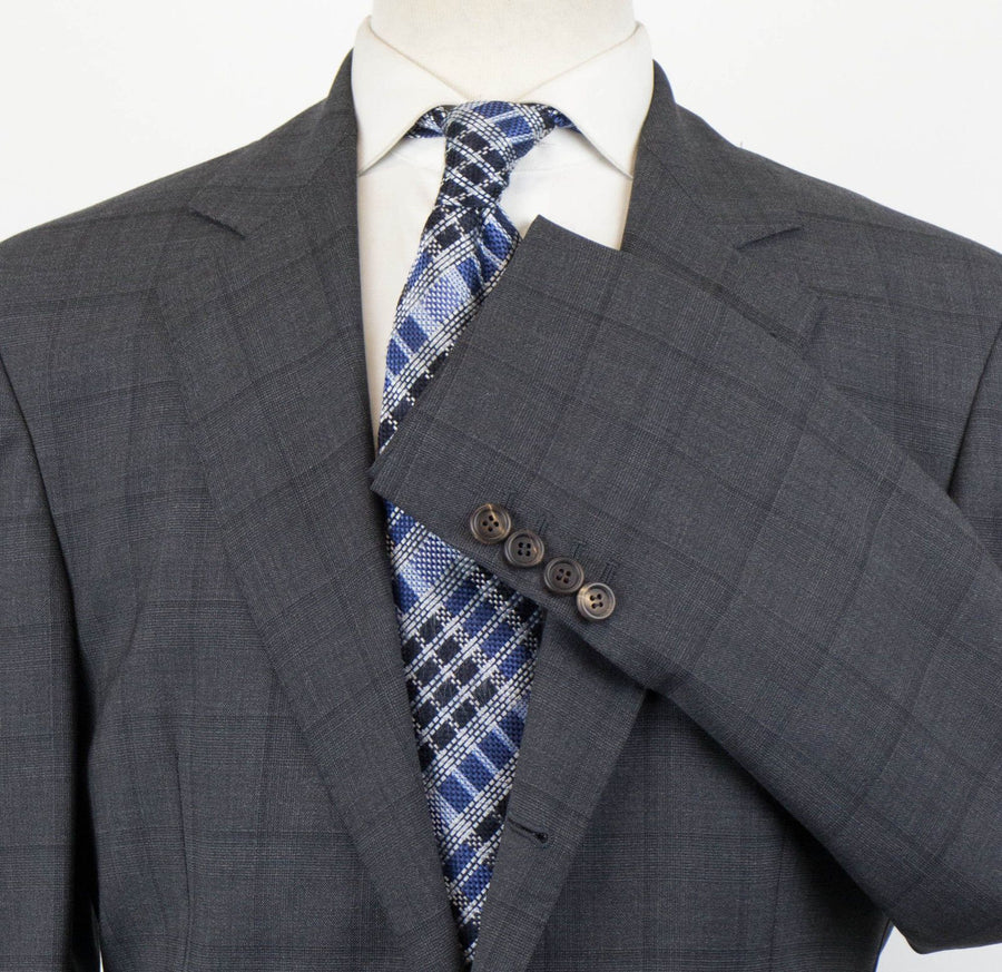 Glen Plaid Wool 3/2 Button Sport Coat - Gray