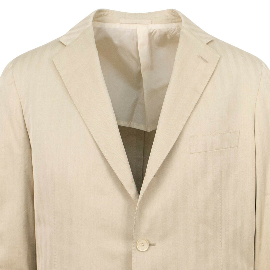 Drop 8 Cotton 3 Roll 2 Button Slim Fit Suit - Beige