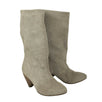 Slouchy Distressed Deer Leather Boots - Gray
