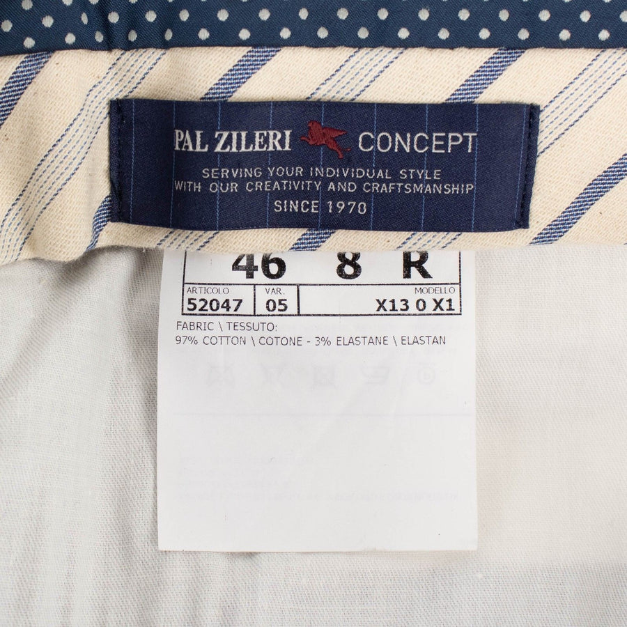 Blue Cotton Blend Dress Pants