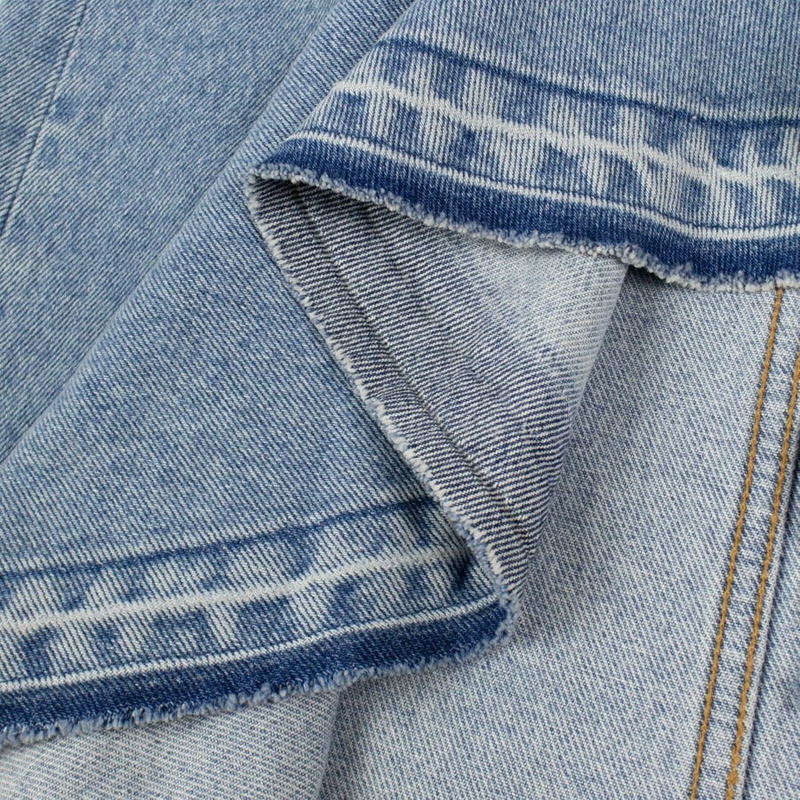 Asymmetric Hi-Low Bleached Denim Ruffle Skirt - Blue