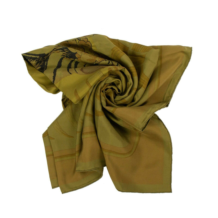 Silk Tiger Royal Dip Dye 140CM Shawl Scarf - Green
