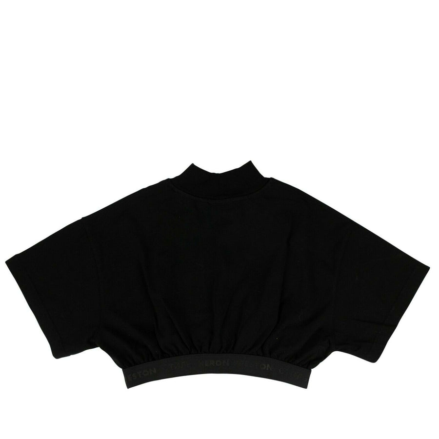 Cropped Turtleneck Short Sleeves T-Shirt - Black