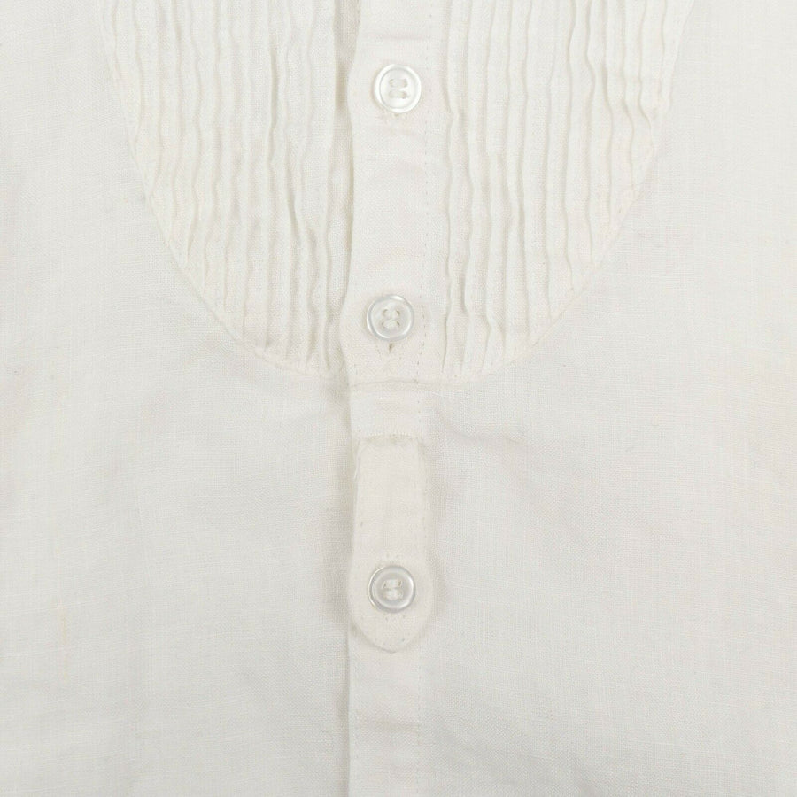 Linen Short Sleeve Tux Studio Shirt - White