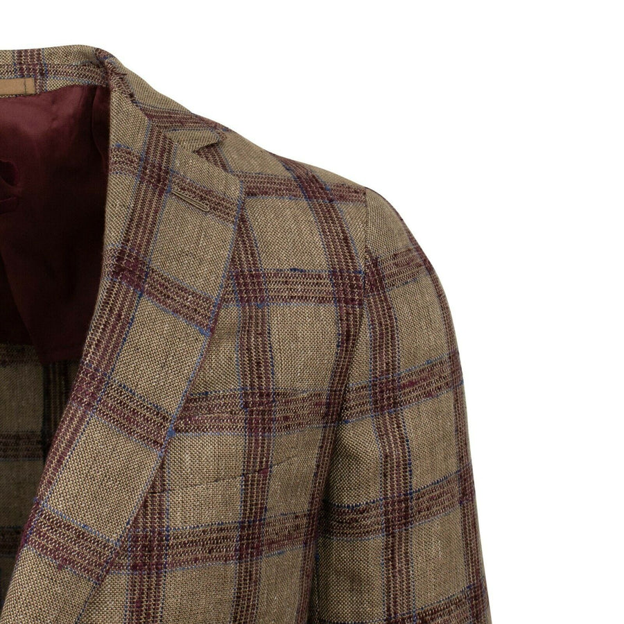 Drop 8 Plaid Silk Blend Two Button Sport Coat - Brown