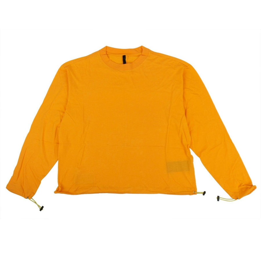 Cotton Drawstring Detail Long Sleeve Top - Orange