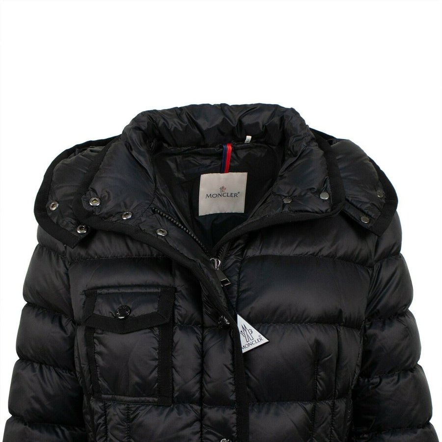 'Hermine' Down Filled Quilted Puffer Long Coat - Black