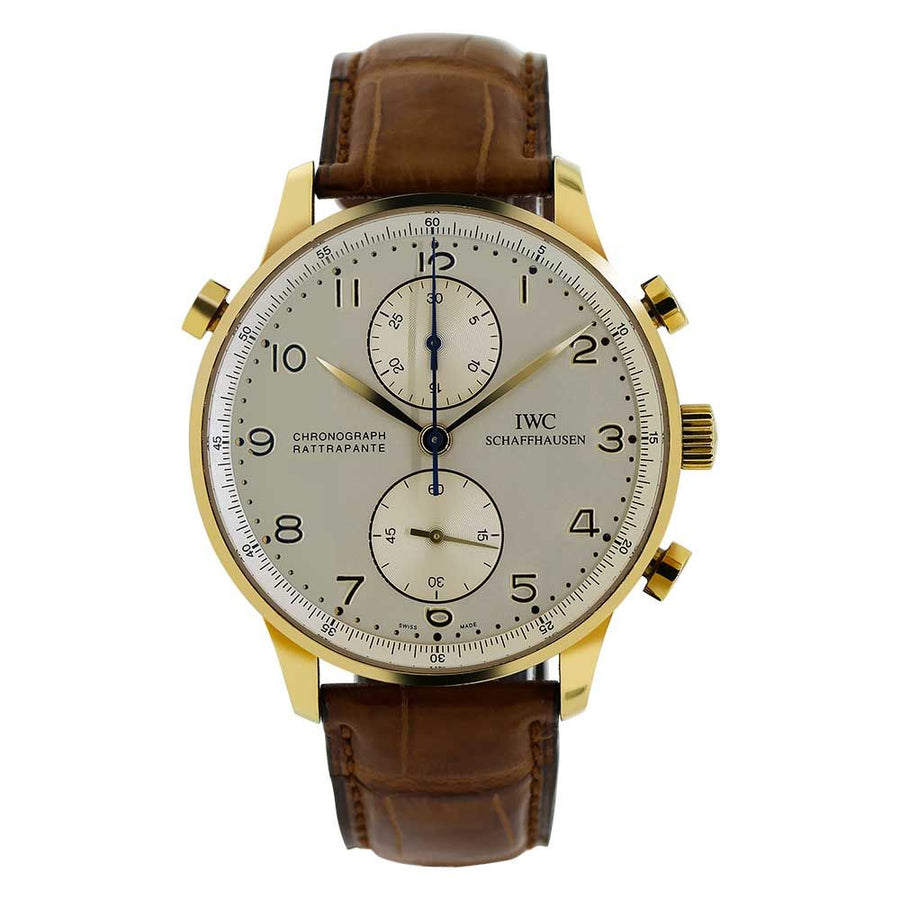 IWC Portugieser, Rose Gold Rattaprante Chronograph 41MM Watch IW371203(PRE-OWNED)