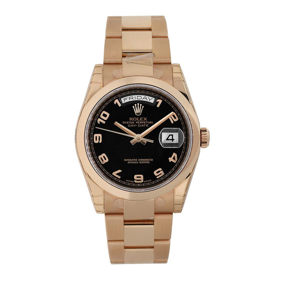 Rolex Day-Date 36, Rose Gold Black Arabic Dial 36MM Watch 118205