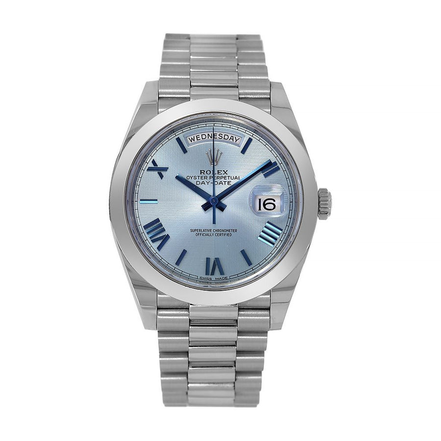 Rolex Day-Date 40, Platinum Ice Blue Roman Dial 40MM Watch 228206(PRE-OWNED)