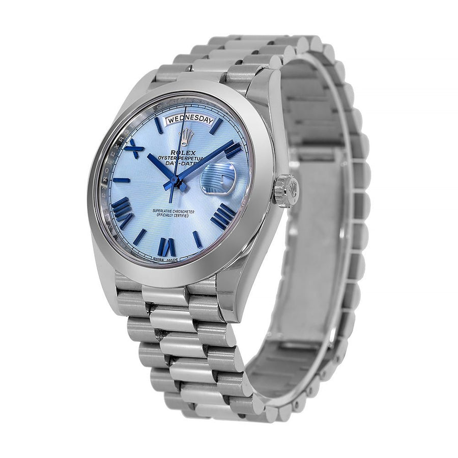 Rolex Day-Date 40, Platinum Ice Blue Roman Dial 40MM Watch 228206(PRE-OWNED)