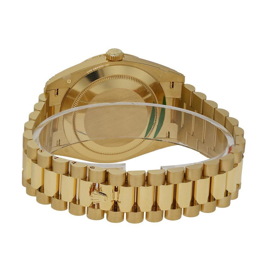 Rolex Day-Date 40, Yellow Gold Diamond Bezel Black Baguette Dial 40MM Watch 228348