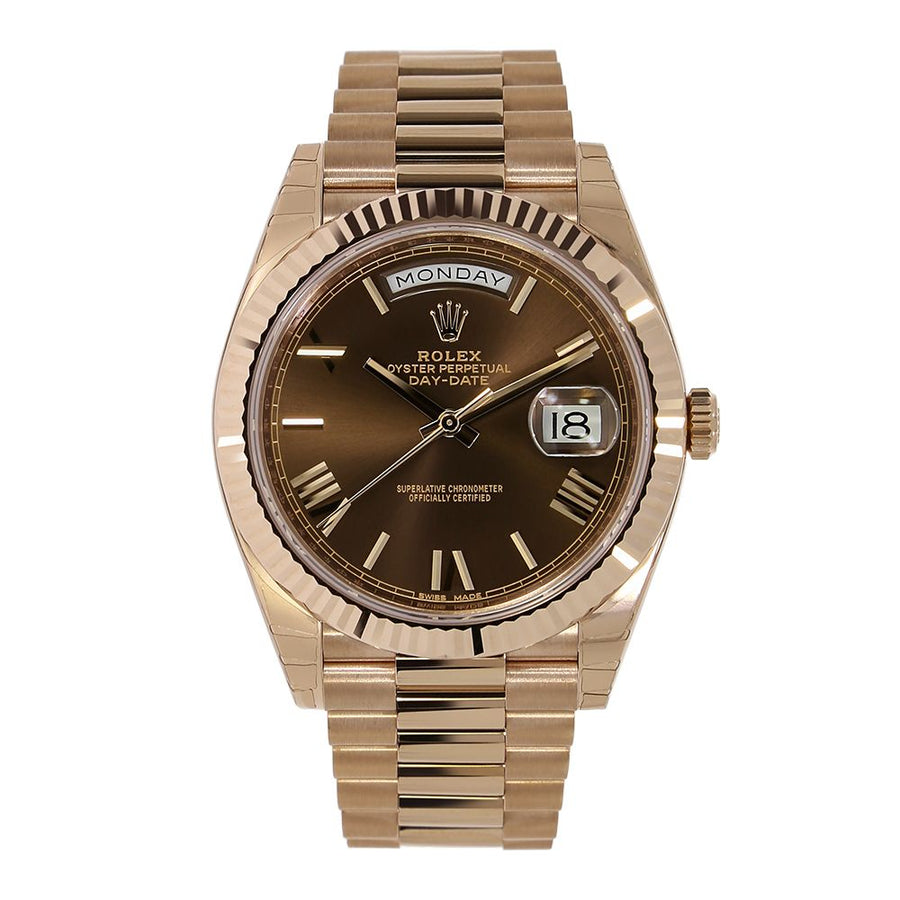 Rolex Day-Date 40, Rose Gold Chocolate Brown 40MM Watch 228235