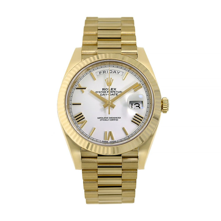 Rolex Day-Date 40, Yellow Gold White Roman Dial 40MM Watch 228238