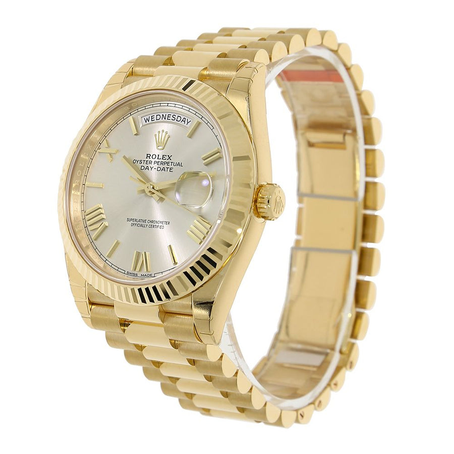 Rolex Day-Date 40, Yellow Gold Silver Roman Dial 40MM Watch 228238