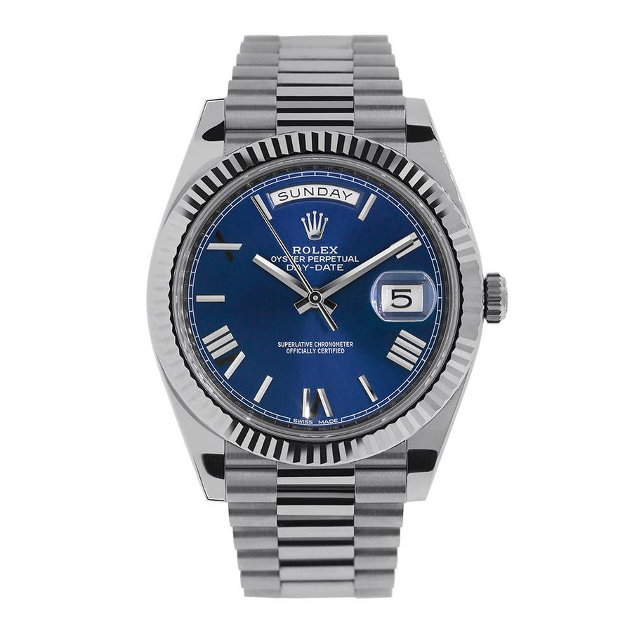 Rolex Day-Date 40, White Gold Blue Roman Dial 40MM Watch 228239