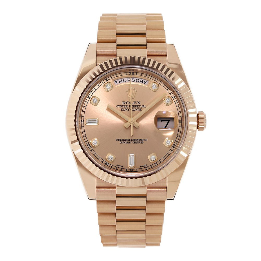 Rolex Day-Date II, Rose Gold Pink Diamond Dial 41MM Watch 218235(PRE-OWNED)