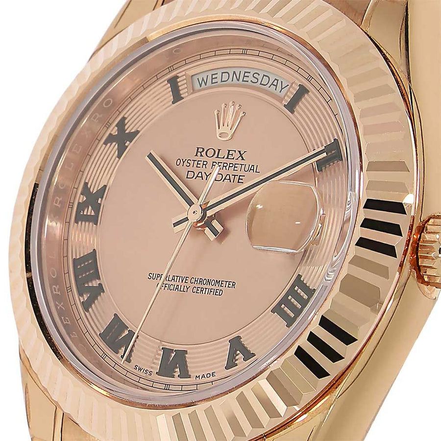 Rolex Day-Date II, Rose Gold Pink Roman Dial President 41MM Watch 218235(PRE-OWNED)