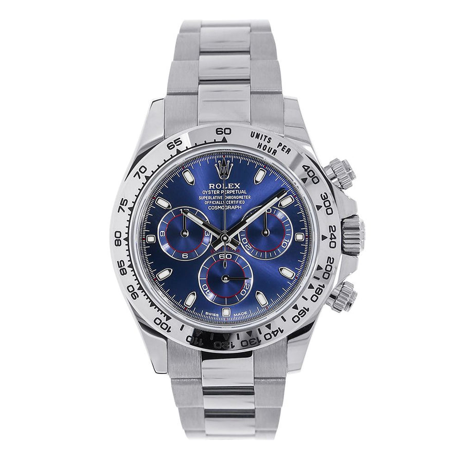 Rolex Cosmograph Daytona, White Gold Blue Index Dial 40MM Watch 116509
