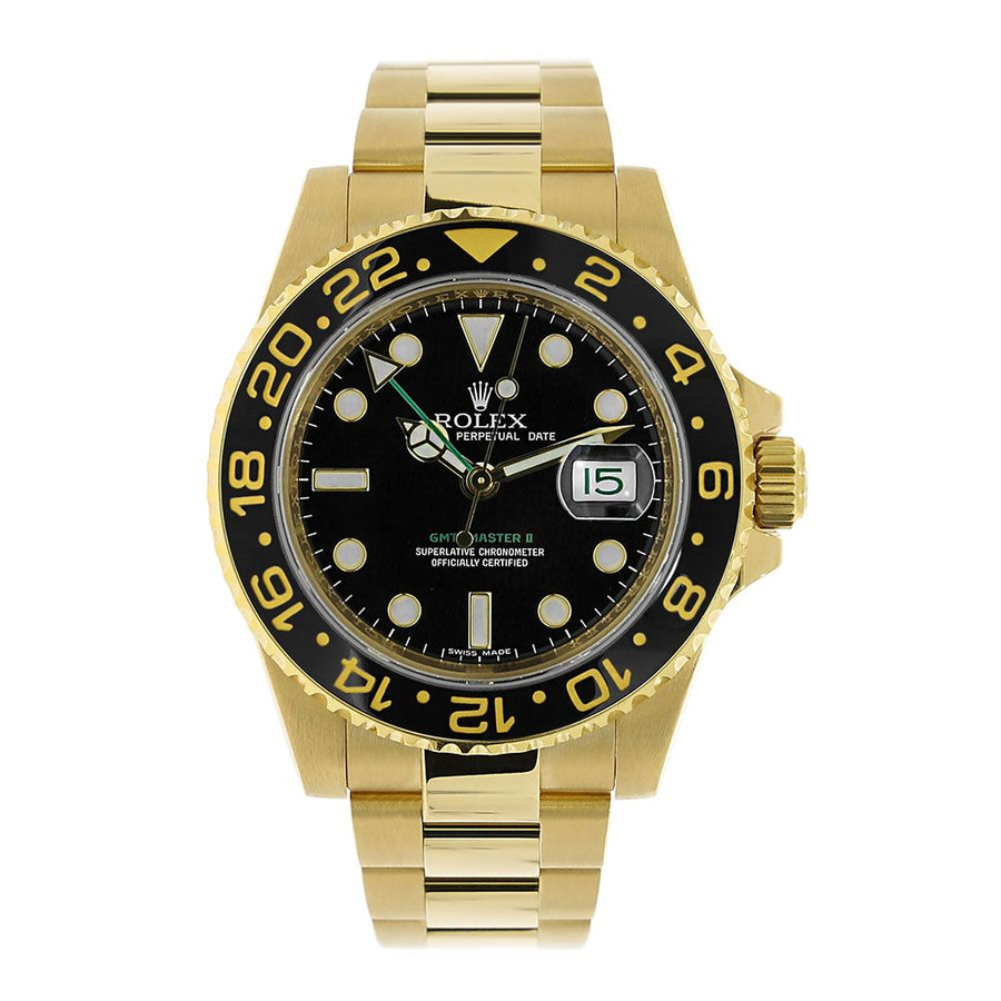 Rolex GMT Master II, Yellow Gold Black Dial 40MM Watch 116718LN(PRE-OWNED)