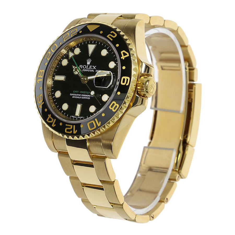 Rolex GMT Master II, Yellow Gold Black Dial 40MM Watch 116718LN(PRE-OWNED)