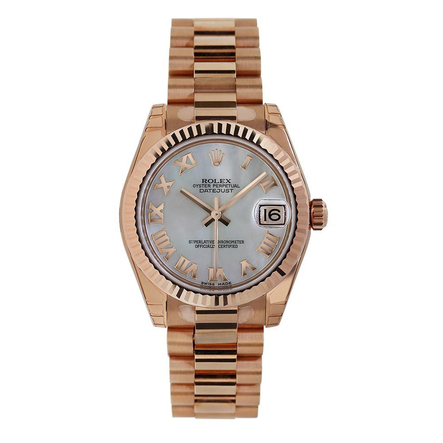 Rolex Datejust 31, Rose Gold Mother of Pearl Roman Dial 31MM Watch 178275