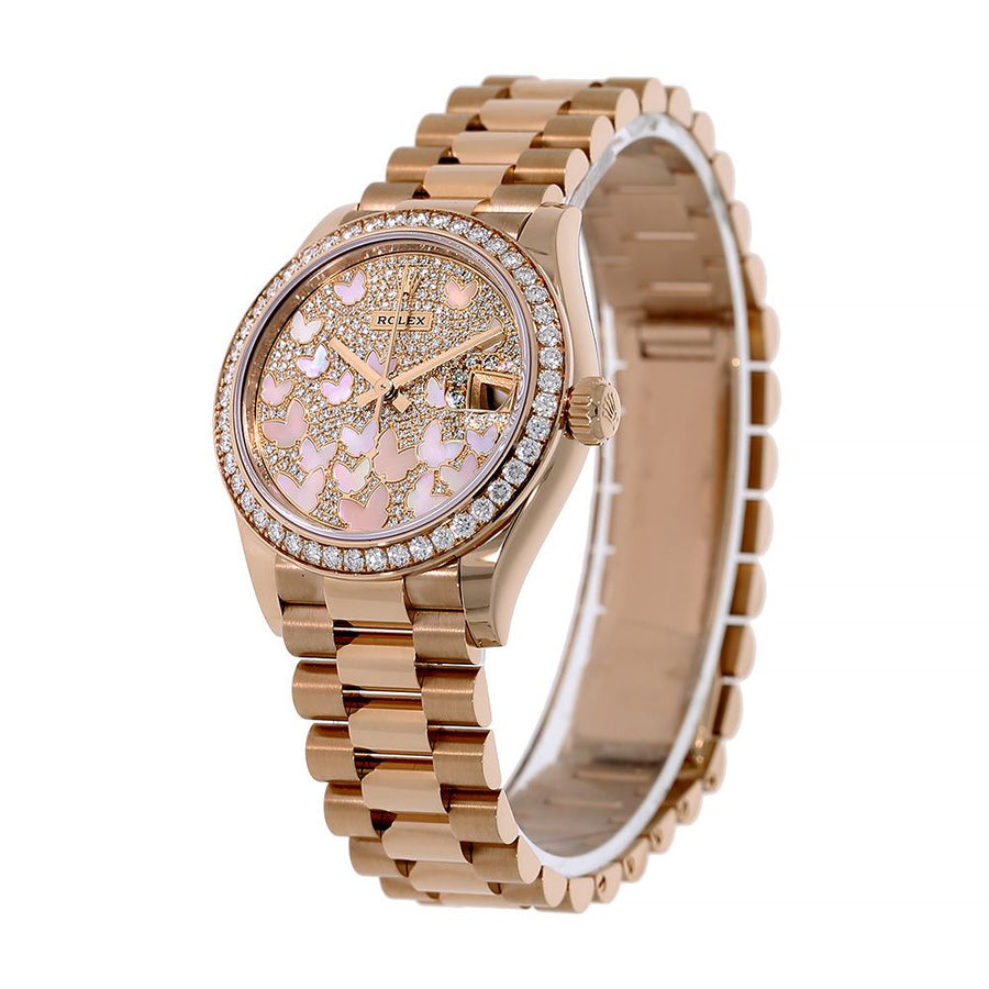 Rolex Datejust 31, Rose Gold MOP Butterfly Pave Dial 31MM Watch 278285RBR