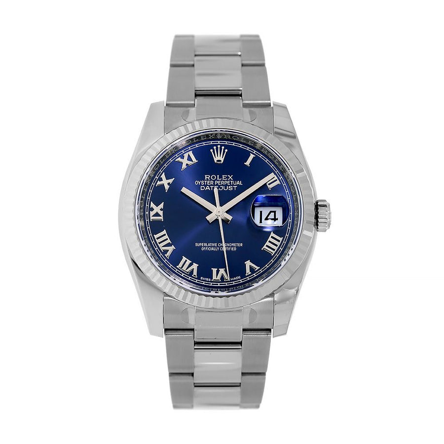 Rolex Datejust 36, Stainless-Steel Blue Roman Dial 36MM Watch 116234