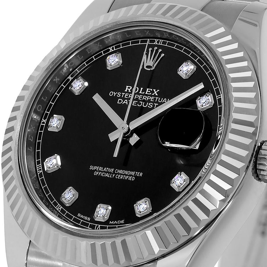 Rolex Datejust 41, Diamond Dial Stainless-Steel and White Gold 41MM Watch 126334(PRE-OWNED)