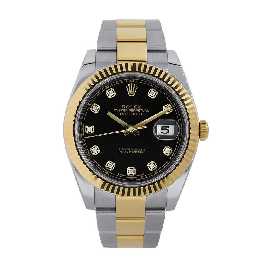 Rolex Datejust 41, Two-Tone Steel Black Diamond Dial 41MM Watch 126333