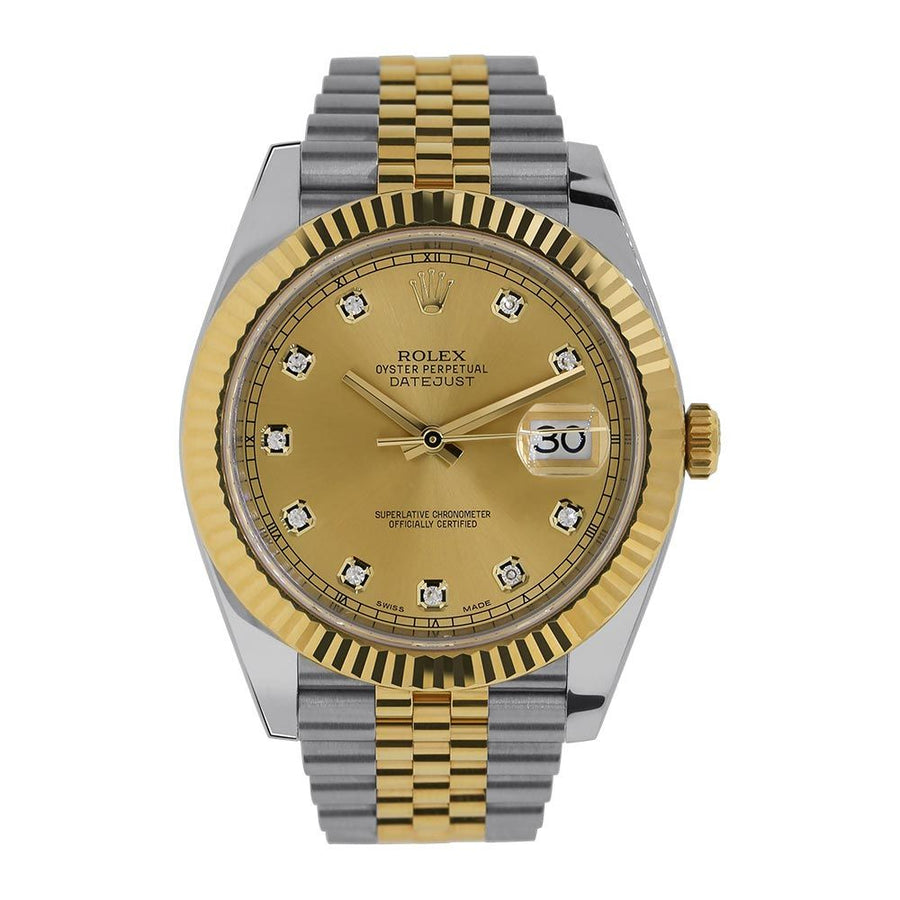Rolex Datejust 41, Two-Tone Steel Champagne Diamond Dial 41MM Watch 126333(PRE-OWNED)