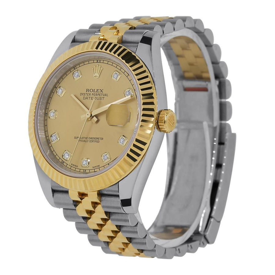 Rolex Datejust 41, Two-Tone Steel Champagne Diamond Dial 41MM Watch 126333(PRE-OWNED)