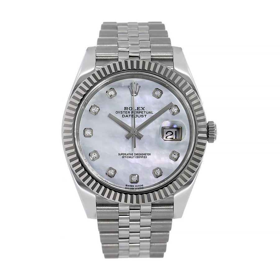 Rolex Datejust 41, Stainless-Steel White MOP Diamond Dial 41MM Watch 126334
