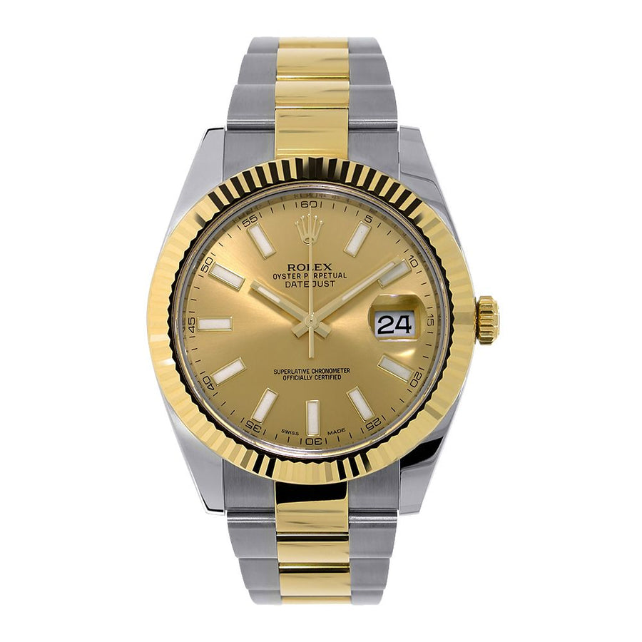Rolex Datejust II, Two-Tone Steel Champagne Index Dial 41MM Watch 116333(PRE-OWNED)