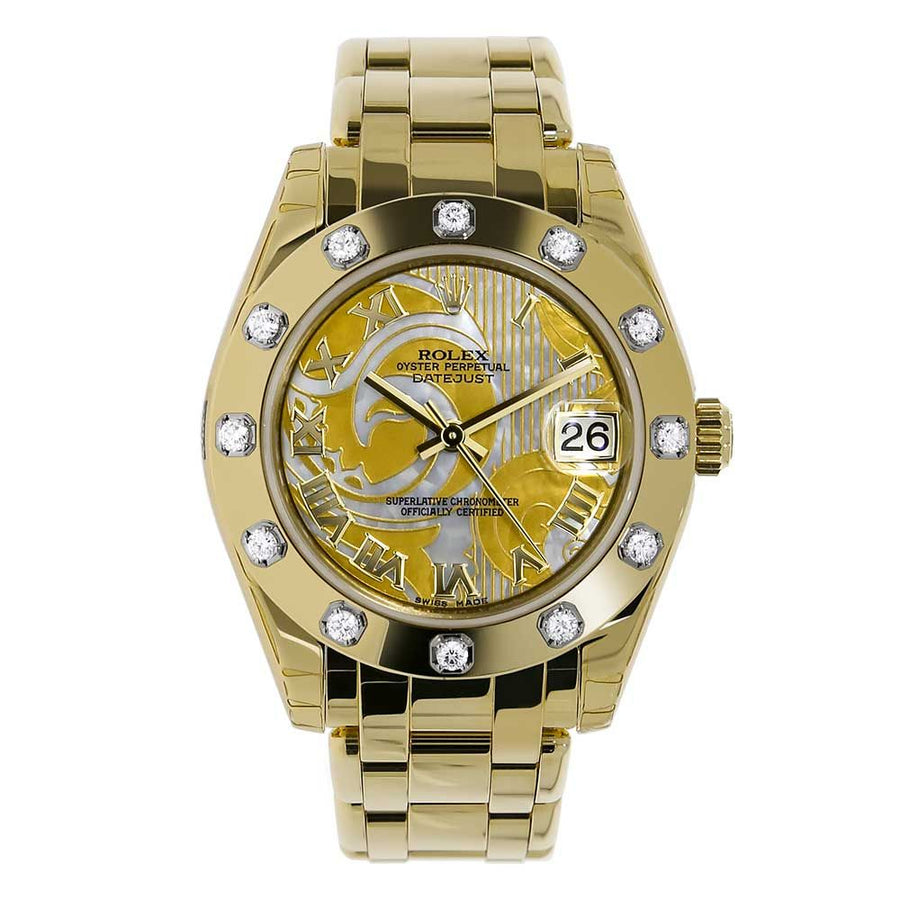 Rolex Pearlmaster 34, Yellow Gold Dust Dream Diamond MOP Dial 34MM Watch 81318
