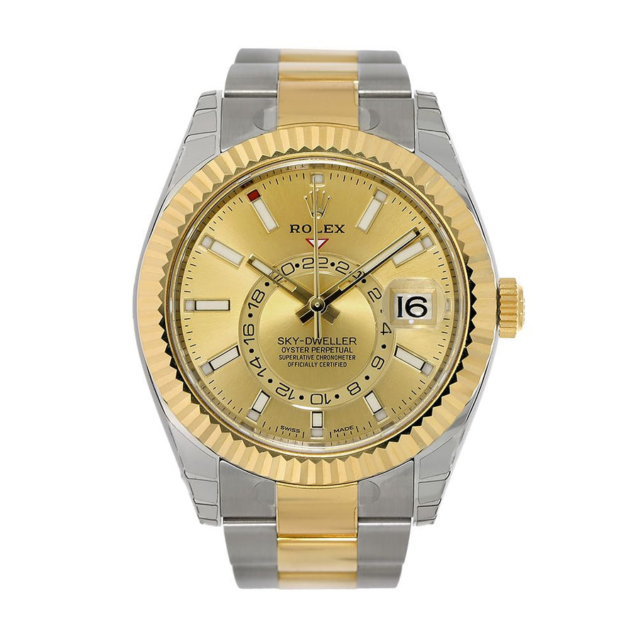 Rolex Sky-Dweller, Two-Tone Stainless-Steel Champagne Dial 42MM Watch 326933