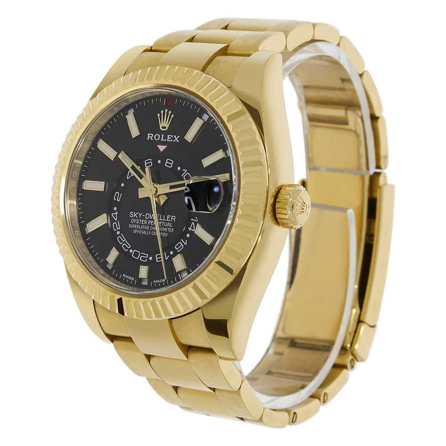Rolex Sky-Dweller, Yellow Gold Black Dial 42MM Watch 326938