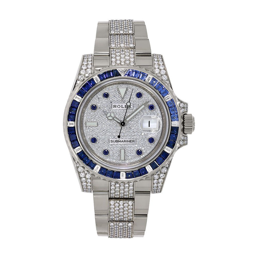 Rolex Submariner, White Gold Diamond Blue Sapphire Dial 40MM Watch 116659SABR