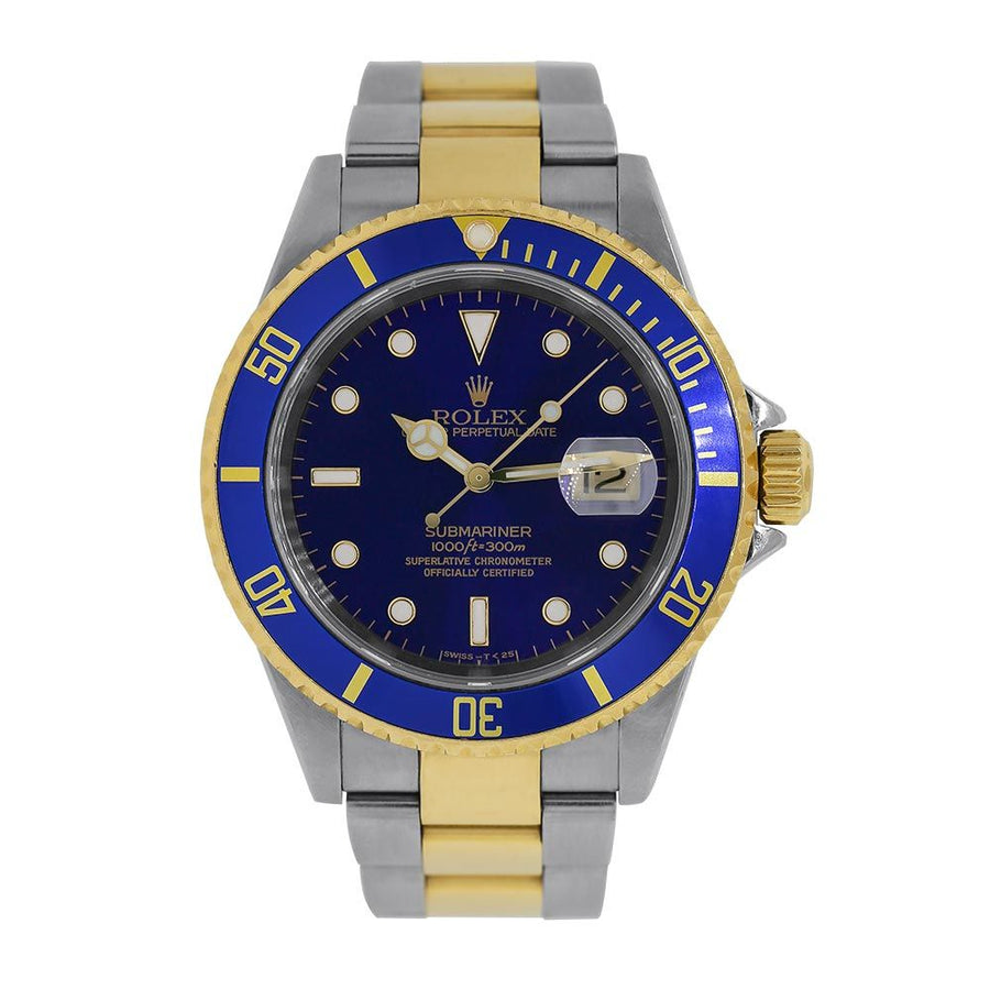 Rolex Submariner Date, Vintage Two-tone Stainless-Steel Blue Dial 40MM Watch 16613(PRE-OWNED)