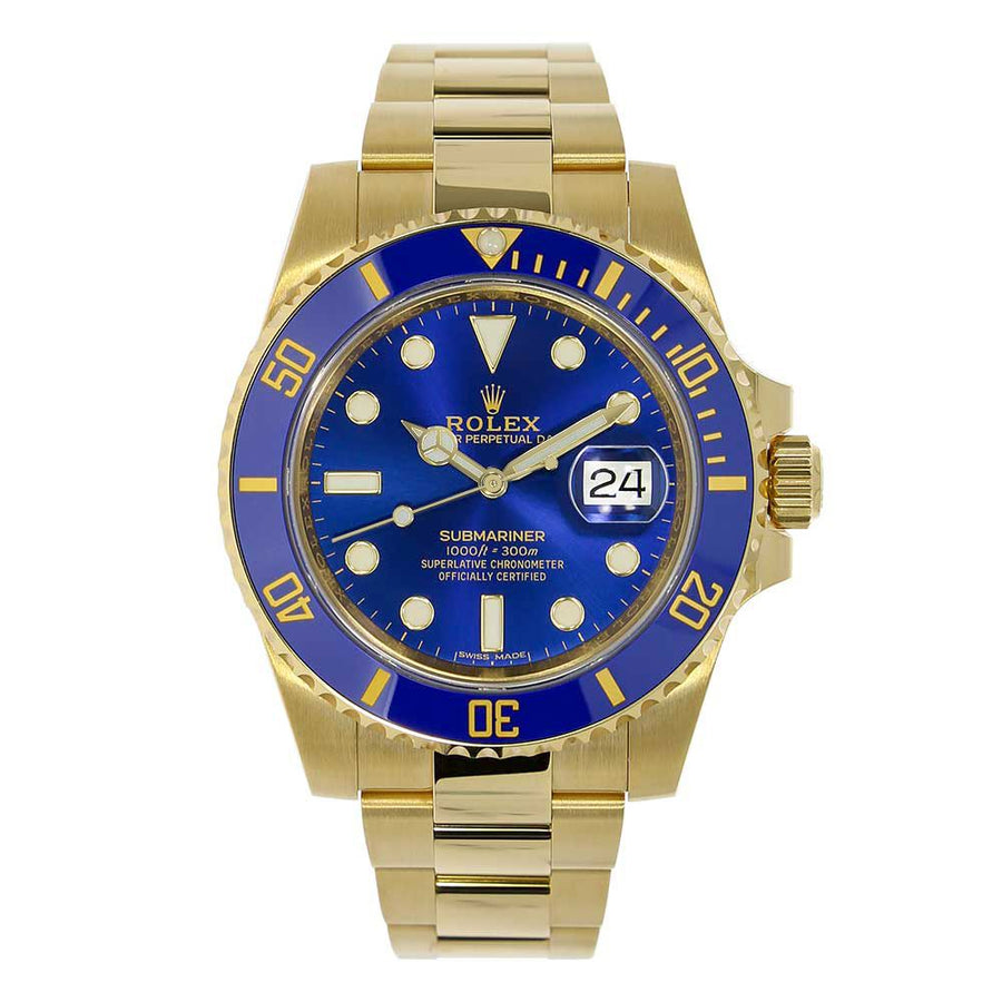 Rolex Submariner, Yellow Gold Date Blue Dial 40MM Watch 116618LB(PRE-OWNED)