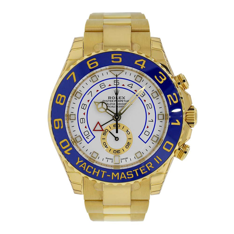 Rolex Yacht-Master II, Yellow Gold Mercedes Hands Dial 44MM Watch 116688
